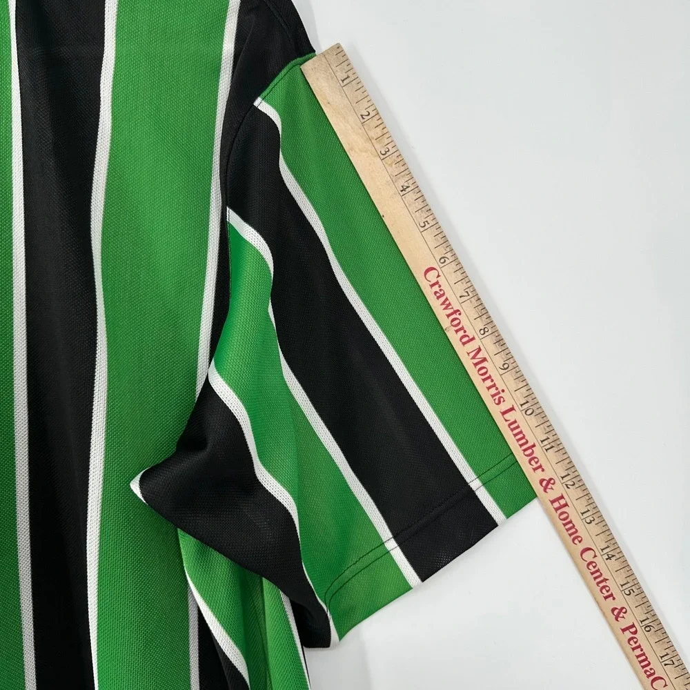 Vintage 90s Nike Team Soccer Striped Jersey Green Black White Mesh Mens Medium